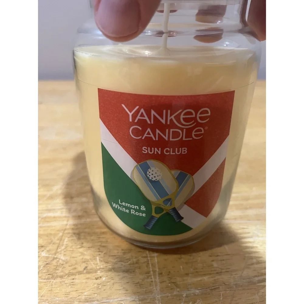 Yankee Candle Large Jar 22 Sun Club Lemon‎ & White Rose Pickleball Sports NOS